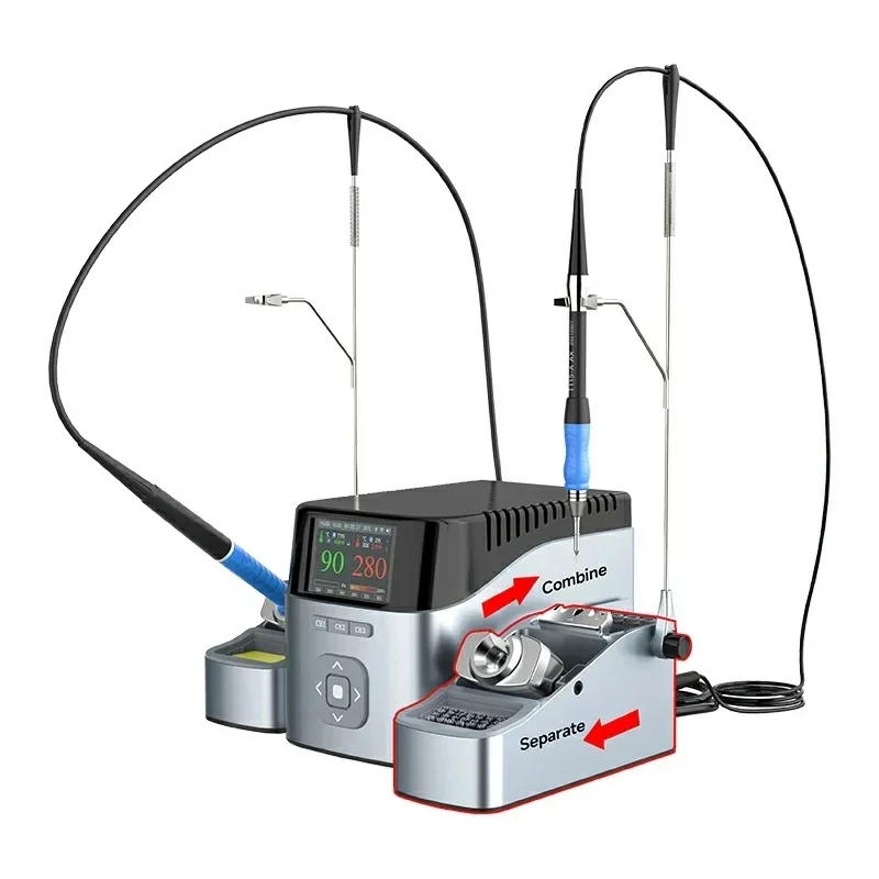 JC AIXUN T420D Dual-channel Smart Soldering Station Supports T115 T210 T245 Handles for Phone PCB Board Welding Repair Fast Heat 3