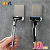 10PCS Bathroom Razor Shelf Shelf No Hole Stainless Steel Shaving Razor Organizer Plug Cable Organizer Hooks Bathroom Hooks Racks 1