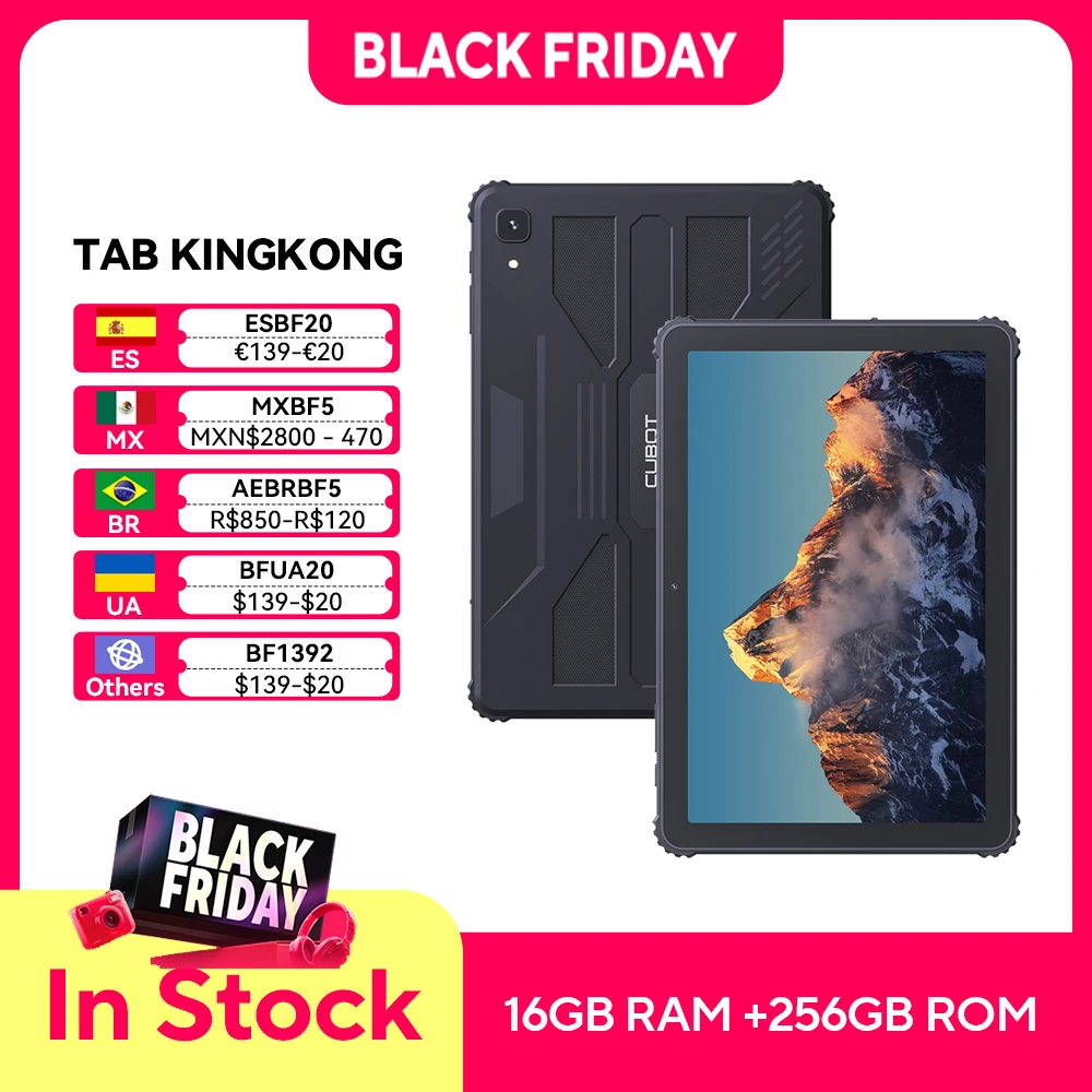 Cubot Kingkong tablet 10インチタブレット Cubot TAB KINGKONG、頑丈なタブレット Android、IP68 防水、16GB RAM