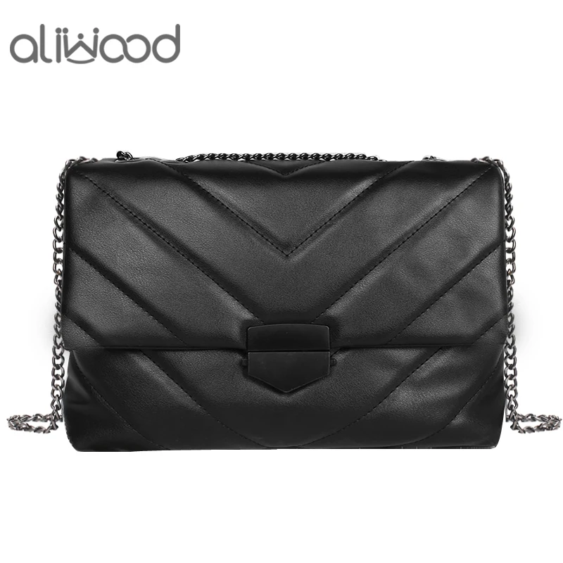 

2022 New Leather Women's Bag Brand Trendy Fashion Chain Shoulder Bags Solid Flap Diamond Embroidery Ladies Crossbody Bags Bolsas