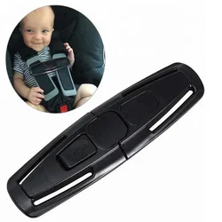 Black Car Baby Safety Seat Strap with Secure Chest Clip and Buckle Latch Accessories (Black)