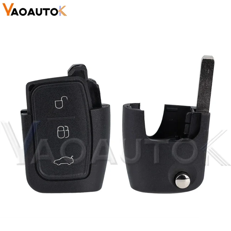 Key Case Car Key Shell Key Cover Folding Car Key Shell Fob Cover Key Fob Replacement Replacement Smart Remote Key Shell for Ford Focus Fiesta C-Max