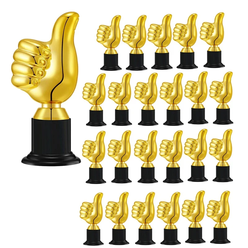 

24 Pcs Thumb Award Trophies Plastic Gold Trophy Award For Employee Coworker Teachers Volunteer Nurse Easy To Use Black+Gold