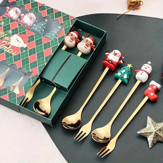 Christmas Spoon & Fork Set 4