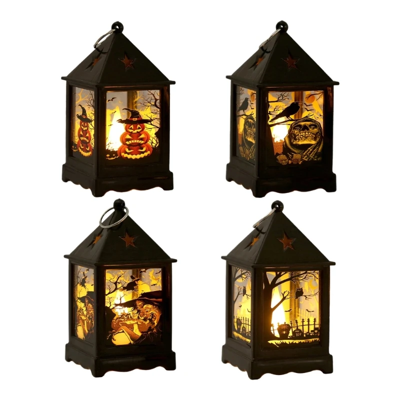 

Halloween Decorative Lantern LED Candle Light Tabletop Spooky Lantern