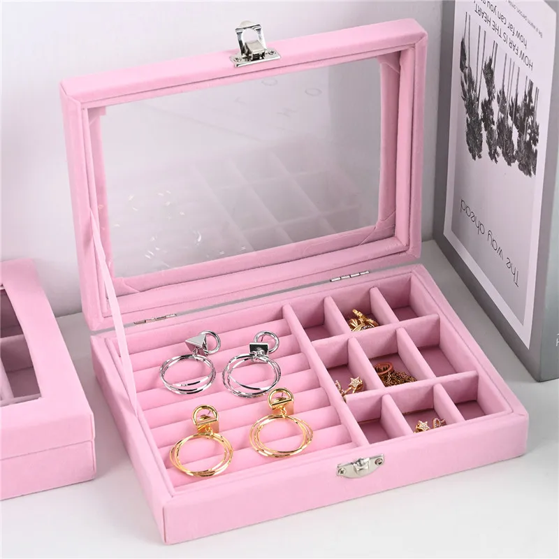 Travel Flannel Fabric Jewelry box Organizer For Women Girls Jewellery Holder Storage Case For Earrings Necklaces Rings Birthday