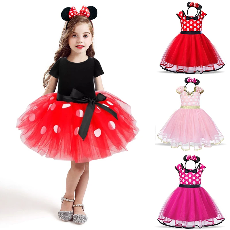 Mini Mouse Baby Girl Dresses 2-6 Yrs Cosplay Princess Costume for Girls Kids Birthday Christmas Party Polka-Dot Dresses Clothing girls dress princess costume