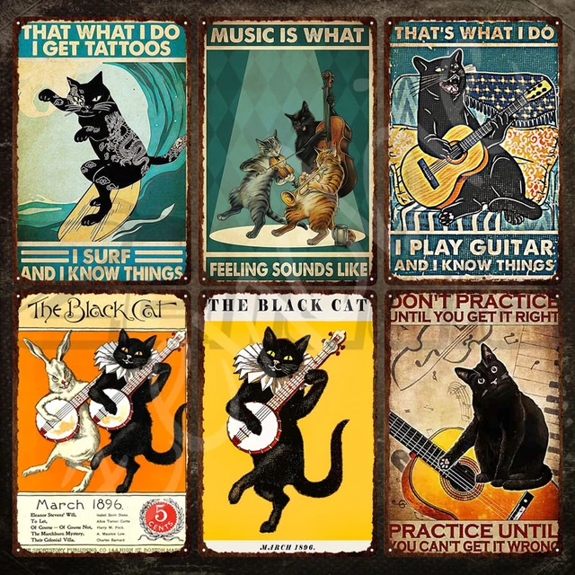 Funny Bad Boy Black Cat In Cat We Trust Metal Novelty Poster -  Portugal