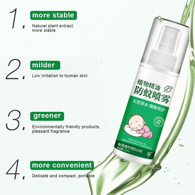 100 Ml -Es Növényi Szúnyogtaszító Spray Anti Szúnyog Harapás Hibás Likvid Felnőtt Gyerek -Viszkető Kártevő Gyilkos Viszketés - Image 3