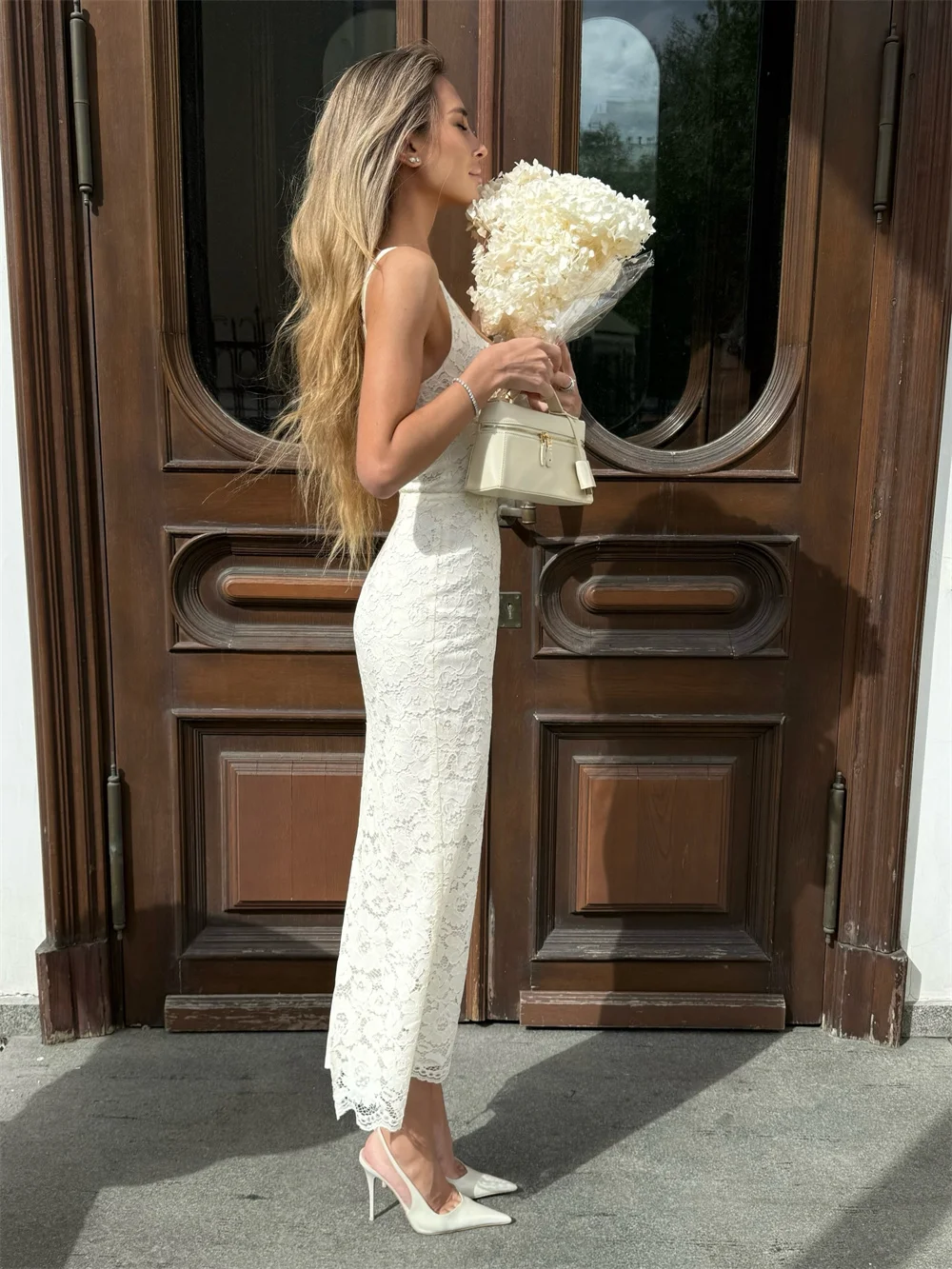 Kyoto Customized White Square Collar Wedding Dress Sleeveless Mermaid vestidos de noche Elegant Tra-length robe de mariée 2026
