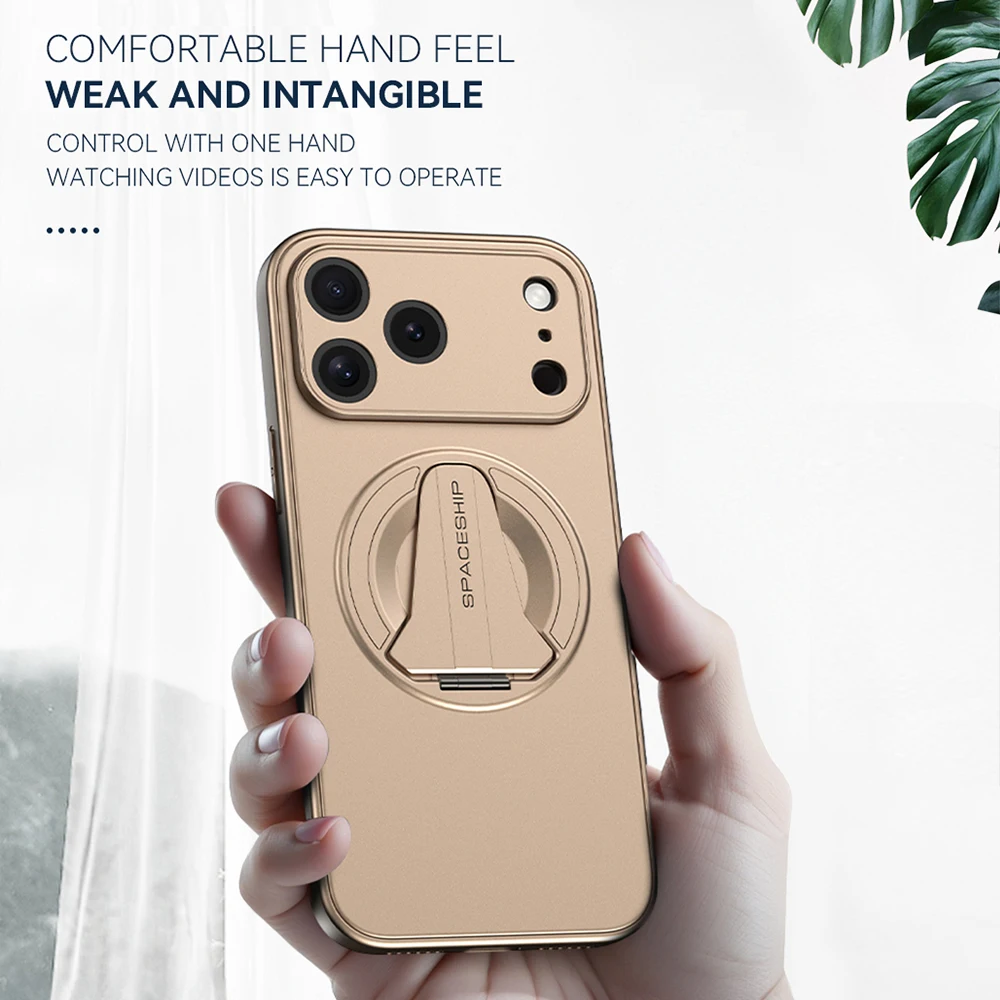 Wireless Charging Cover Lens Protection Phone Case For iPhone 17 Pro Max 17 Pro 13 15 16 14 Air Luxury Folding Stand Magnetic