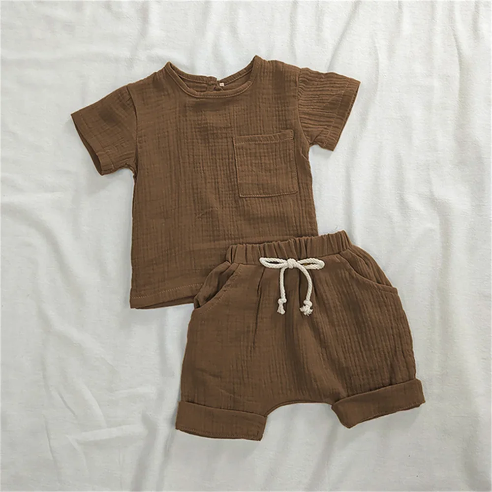 2 Pieces Babies Outfit Set Cotton Newborn Baby Girl Clothes Boys Toddler Romper T-shirts and Shorts Infant Design Soft Clothes 6