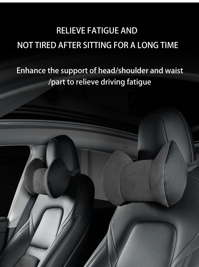 Car neck pillow For Tesla Model Y/Model 3 2018-2024 2025 Suede headrest lumbar s
