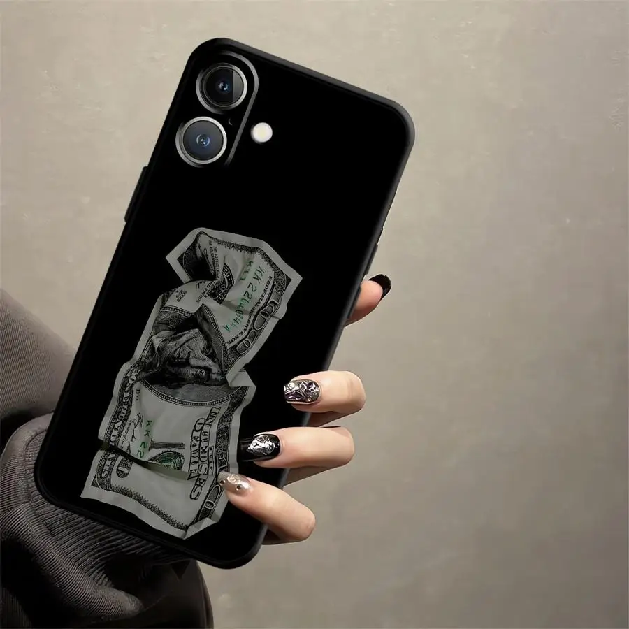 Luxurious Black Soft Phone Cover with Dollar Money Design