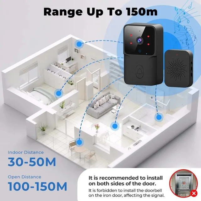 WiFi Doorbell Home Tuya WiFi Wireless Doorbell DC AC Battery Powered Camera Bell with Alex Google Bundle Video Doorbell Camera 5