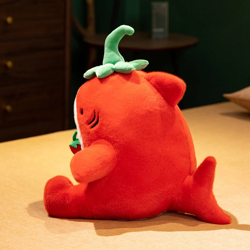Red Pepper Shaped Shark Plush Toy Soft Stuffed Animal Chili Style Creative Gift for Kids Birthday