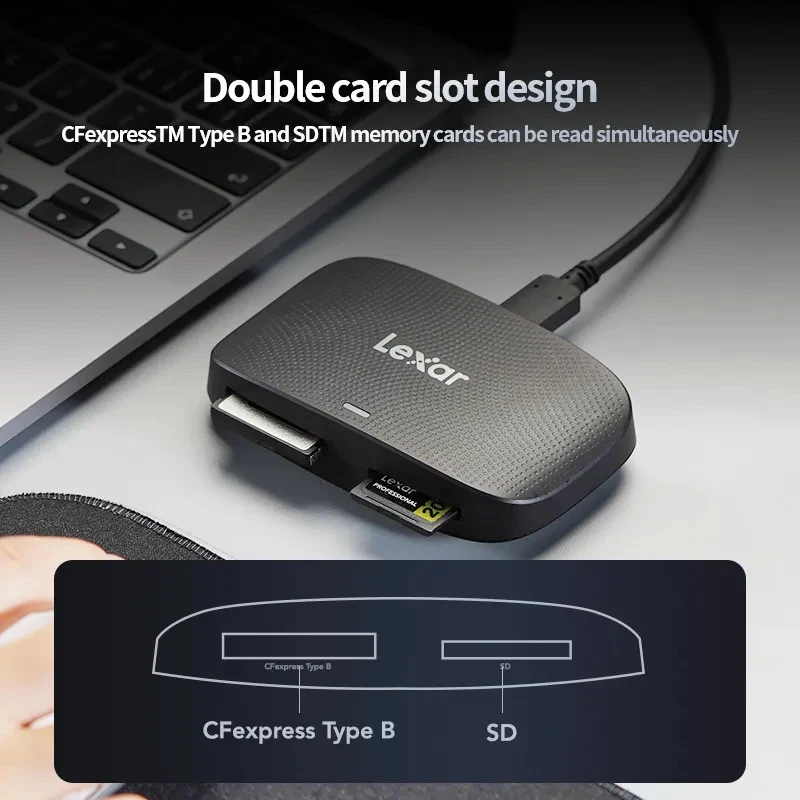 Lexar CFE 카드 CFexpress 타입 B SD 카드 리더, USB-C A 2 데이터 메모리 카드, RW520U 전문 카드 리더, 2 인 1 표준