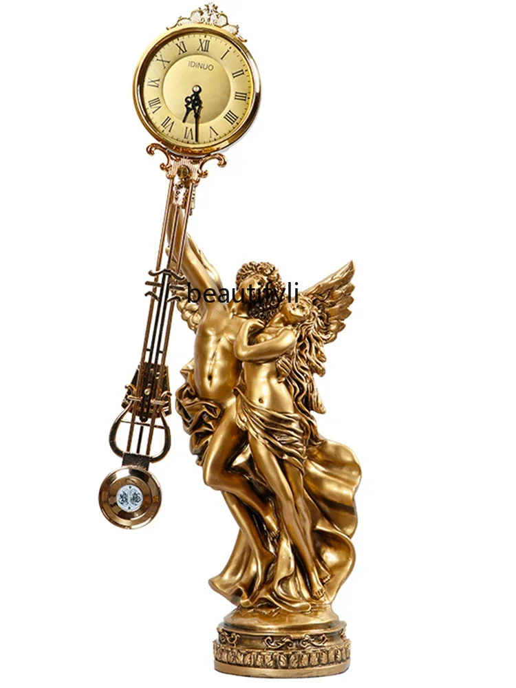 

The Grandfather Clock European Style Villa Large Pendulum Clock Light Luxury Vertical Home Nordic Modern merican Style