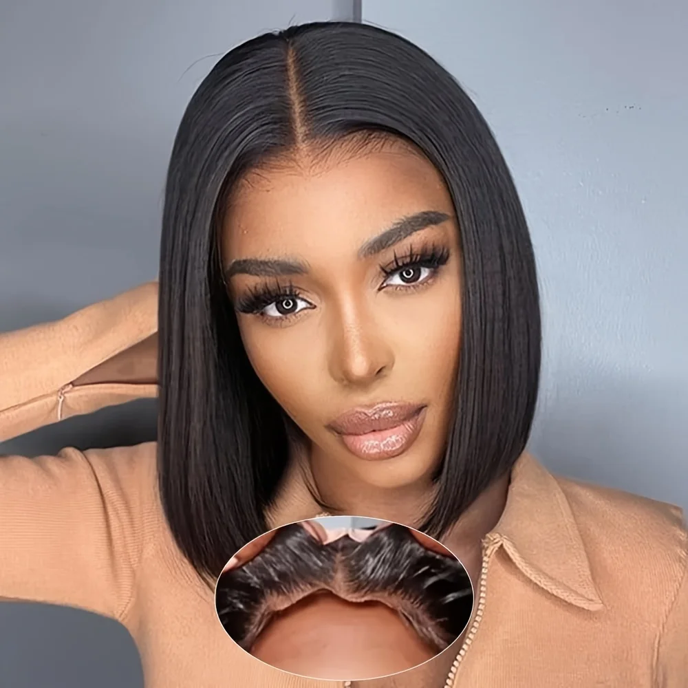 13&times;4&times;1 T part lace human hair wigs for women short straight human hair wigs 10-14inch 150% density bob natural color wig