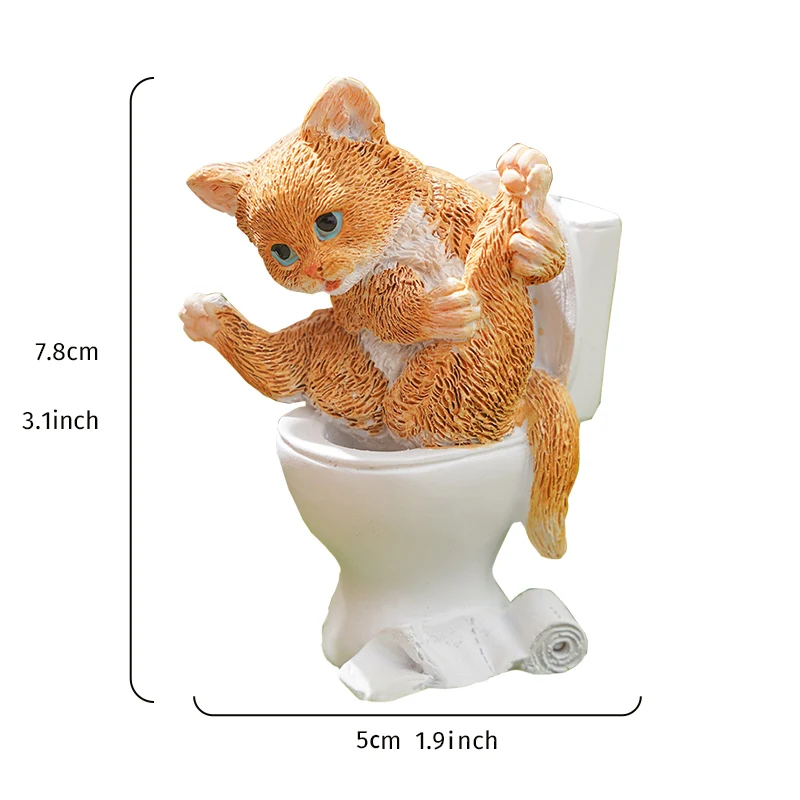 1PC, cartoon cat sitting on the toilet garden decorative item, suitable for micro-landscape DIY and garden potted plants