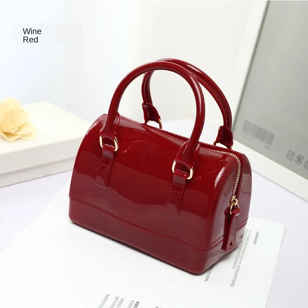 Tragbare PVC Jelly Umhängetaschen Candy Transparente wasserdichte Umhängetasche Handtasche Damen Eimertasche – Detail 2