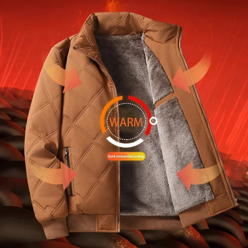 Down Jacket Puffer Jacket Parka Coat Parkas Coat Puffer Jacket Men Thick Warm Winter Jackets Solid Color Parkas Man Cotton Padded Outwear Coats Casual Stand Men's Clothing Top