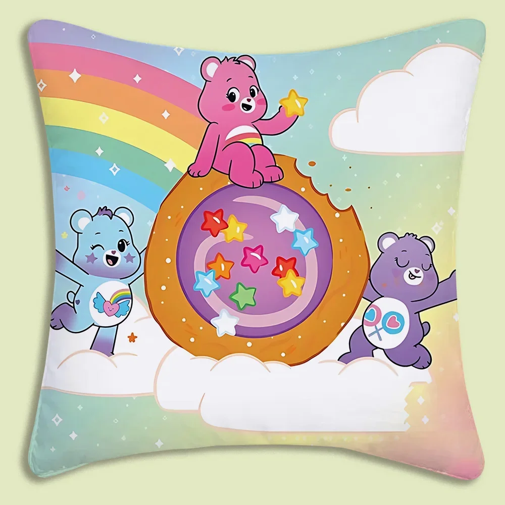 Cute cartoon Care bears Pillow Covers Sofa Decorative Home Double-sided Printing Short Plush Cushion Cover