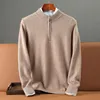 100% Soft Cashmere Men's Clothing Sweater Half-High Zipper Pullover Autumn Winter Warm Basic Knitted Jumper Pull Homme 3