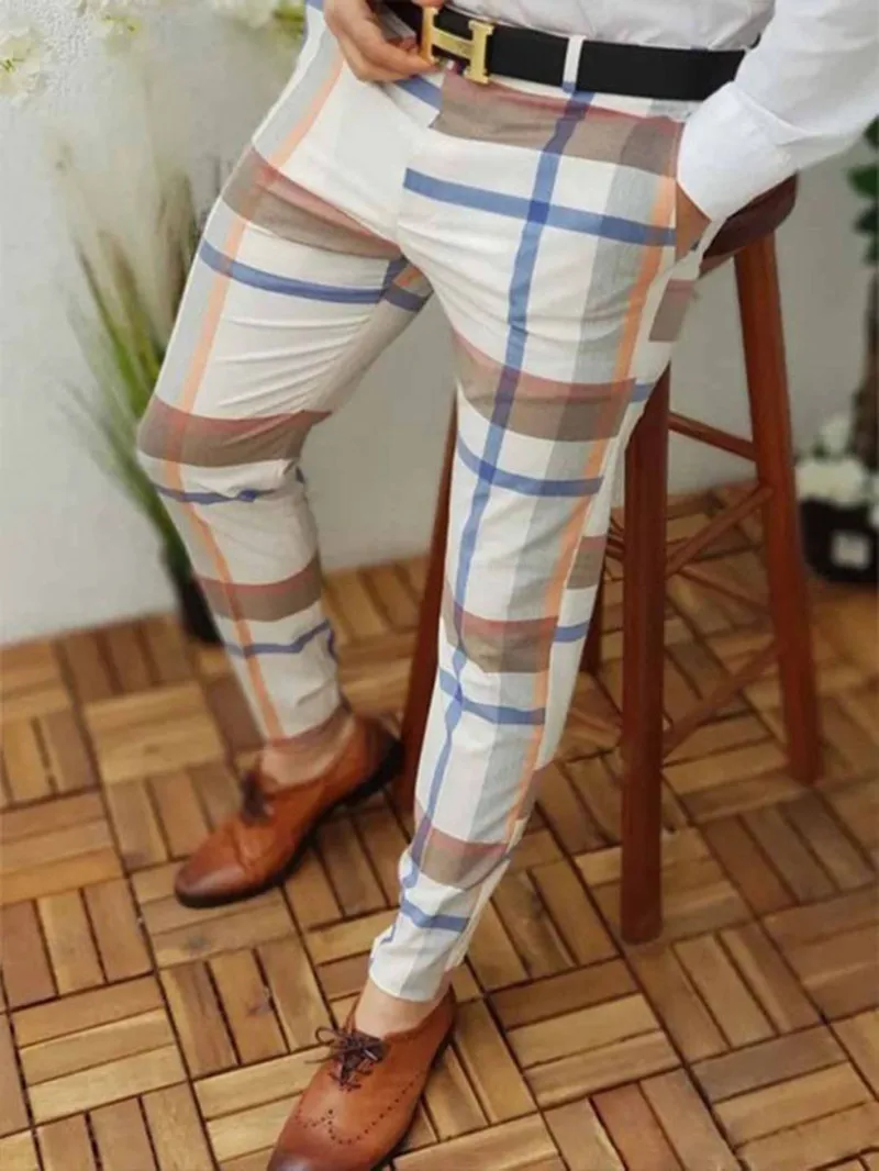 

Mens New Streetwear Jogging Plaid Pants Trendyol Men Thin Casual Trousers Vintage Patchwork Straight Stripe Pants Pantalon Homme