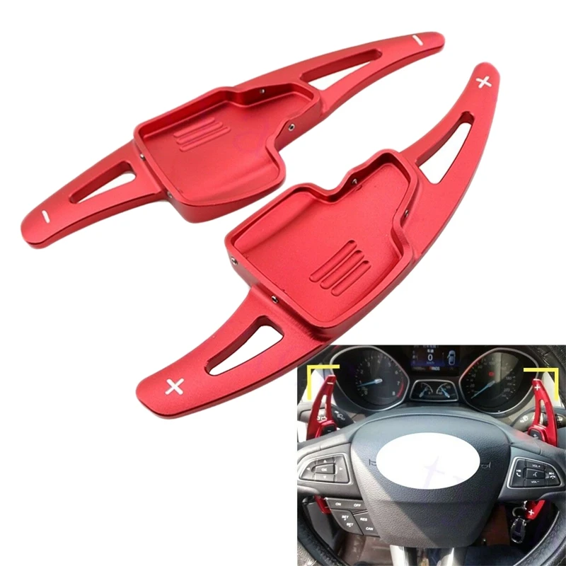 

2Pcs Red Steering Wheel Shift Paddle Shifter Extension Moulding Aluminum Alloy For Ford Ecosport Focus Kuga 2015-2019