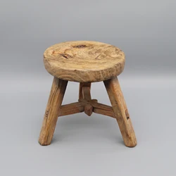 Round wooden stool, old, Solid wood, Chinese antique