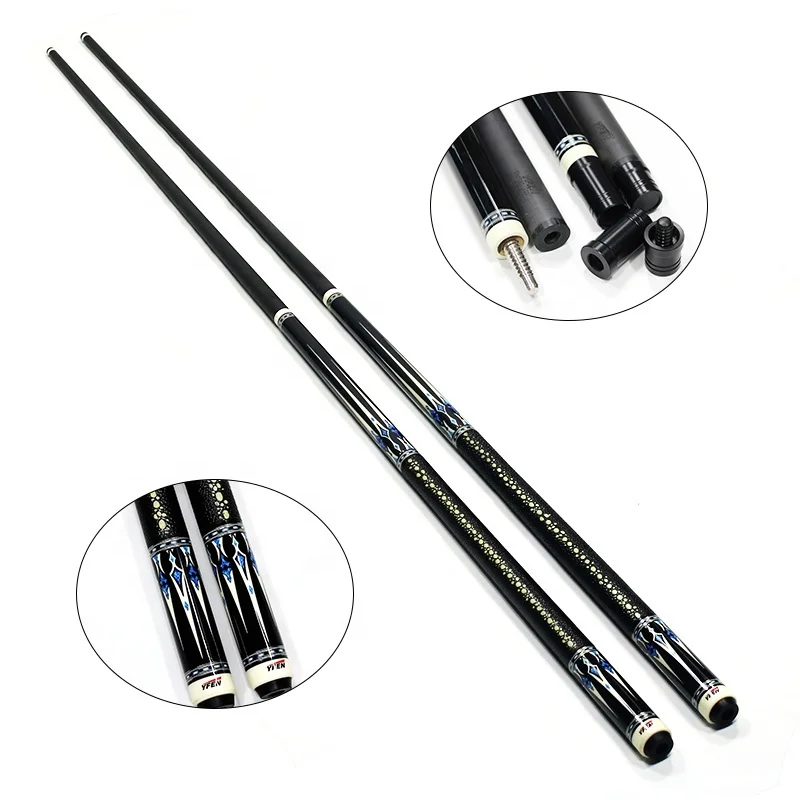 

Factory Sell 58" Yfen High-tec Carbon Fiber 11.75mm 12.75mm 1/2 Billiard Pool Cue With Extension