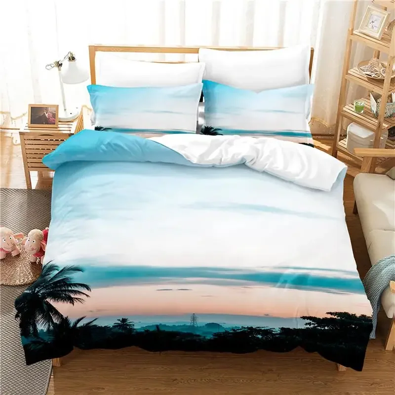 Ozean-Bettwäsche-Set Queen-Size mit Tropischer Insel, Palmen und Meeresstrand Naturmotiv-Druck Twin-Bettwäsche-Set für Jugendliche – Detail 8