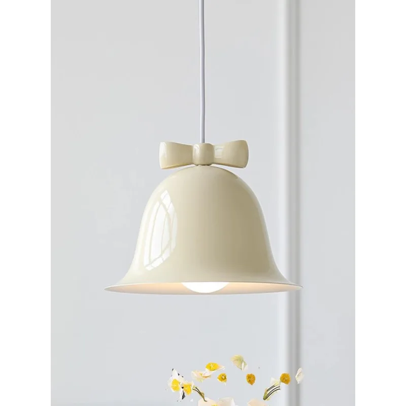 

Small Bell Bow French Cream Style Creative Personalized Art Children's Home Master Bedroom Bedside Balcony Pendant Light