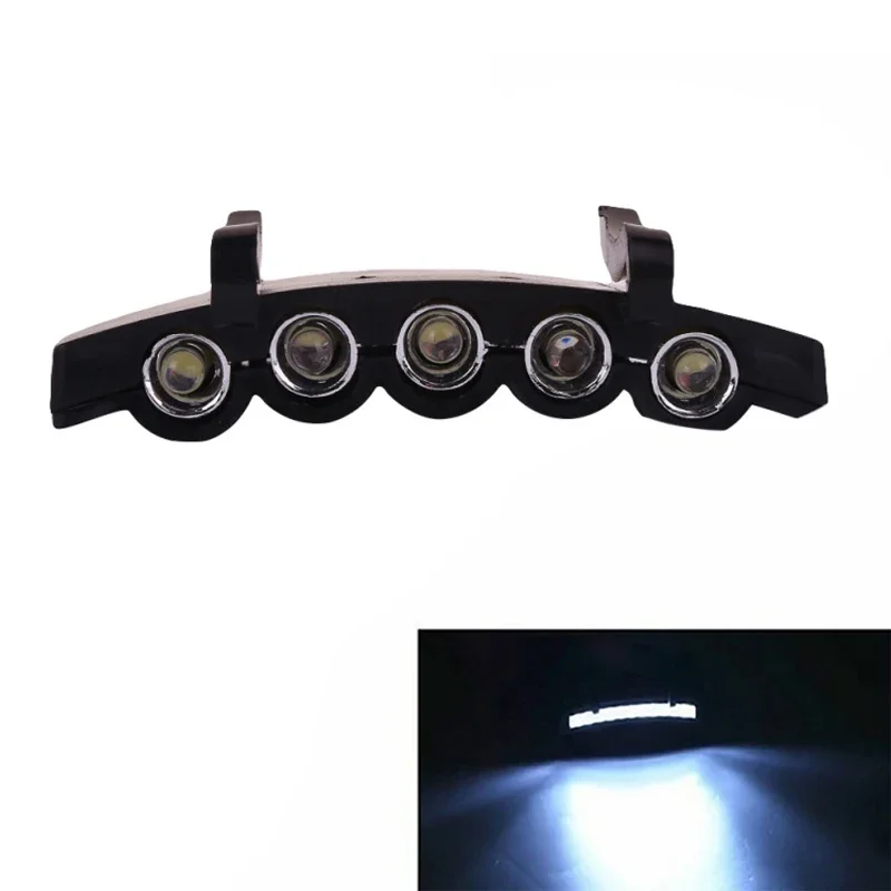 Head Flashlight Outdoor Bright 5-LED Cap Light Headlight Battery HeadLamp Head Flashlight Head Cap Hat Light Clip On Night Fishing Lights