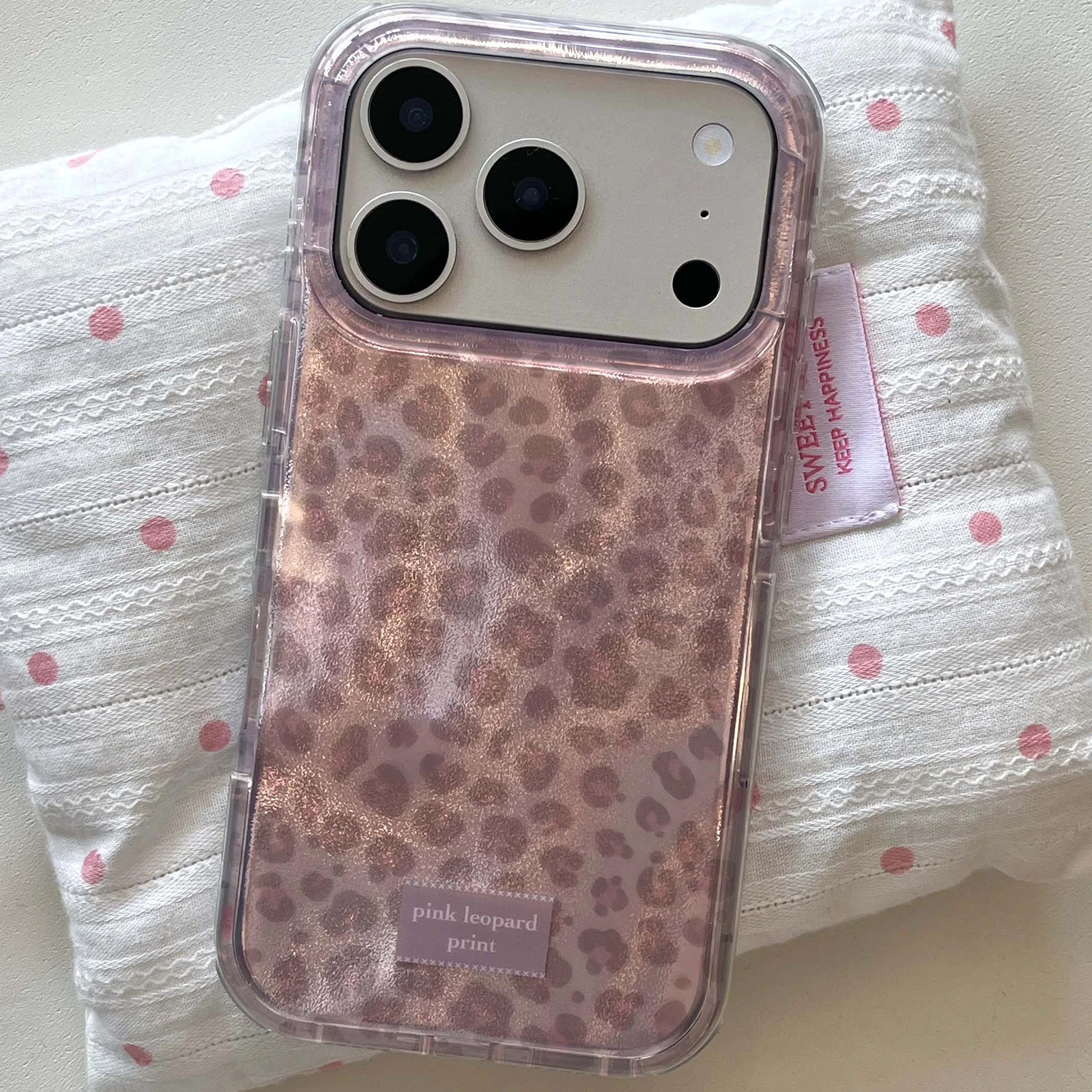 รูปสินค้า เคสกันกระแทกลายเสือดาวสีชมพูสำหรับ iPhone