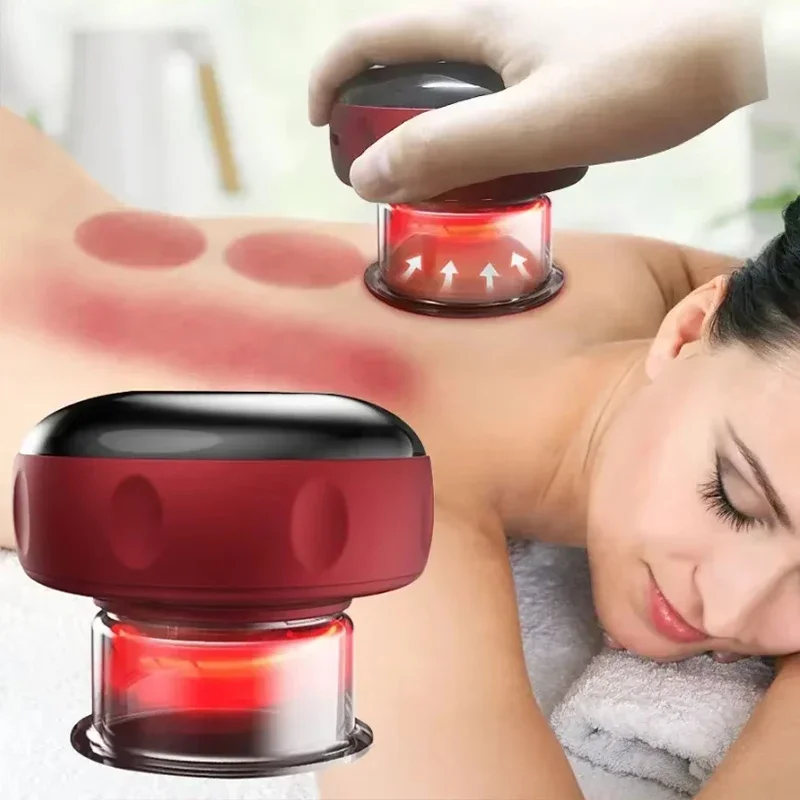 Body Scraping Massage Smart Electric Vacuum Cupping Heating Suction Cup Device Back Neck Arm Massger