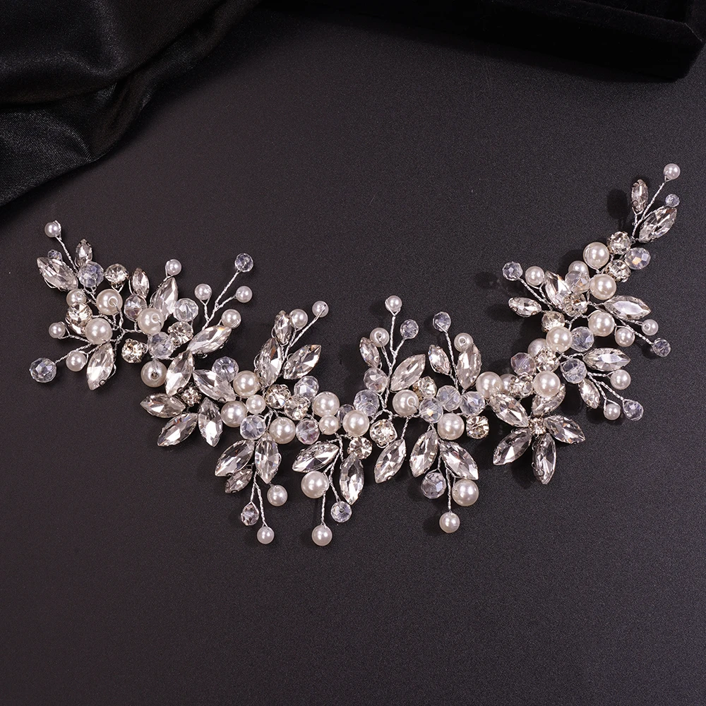 Bridal Rhinestones Headband Crystal Tiara for Women Pearl Wedding Headpieces for Bride Prom Birthday Party Hair Accessories hair accessories bridal hair accessories