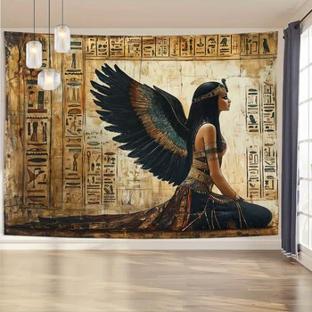 VIKAMA Vintage Egyptian Goddess Tapestry Mural Living Room Decorative Fade-Proof Wall Art Scandinavian Ins Study Bedroom