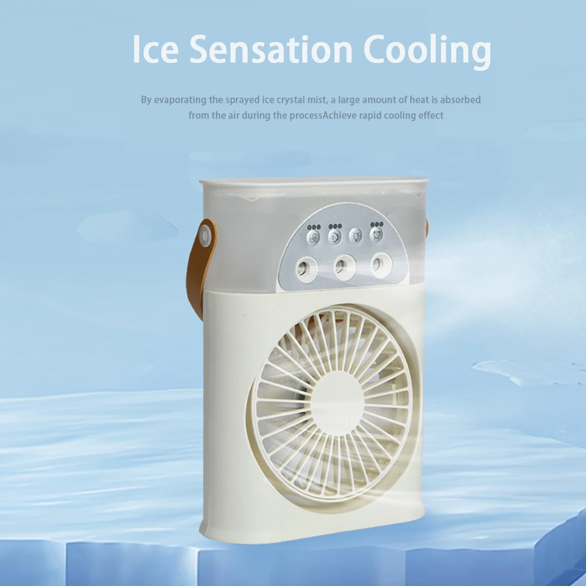 Spray small fan five hole humidification small refrigeration air conditioner mini fan water-cooled silent air cooler For 3 Speed插图