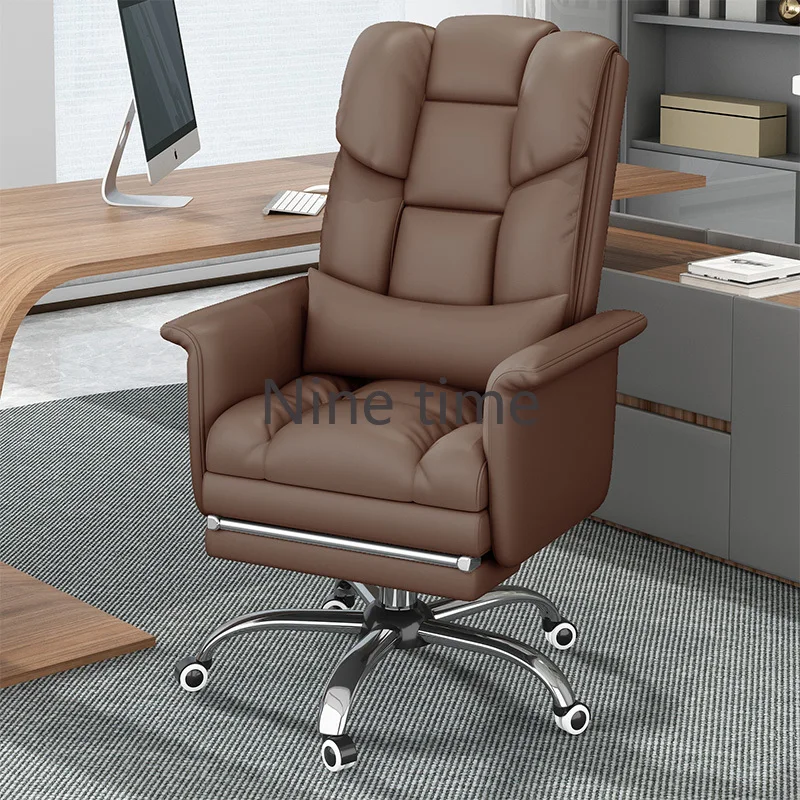 Swivel Leather Office Chair Design Lumbar Support Elastic Adjustable Office Chairs Recliner Lazy Silla Plegable Home Furniture