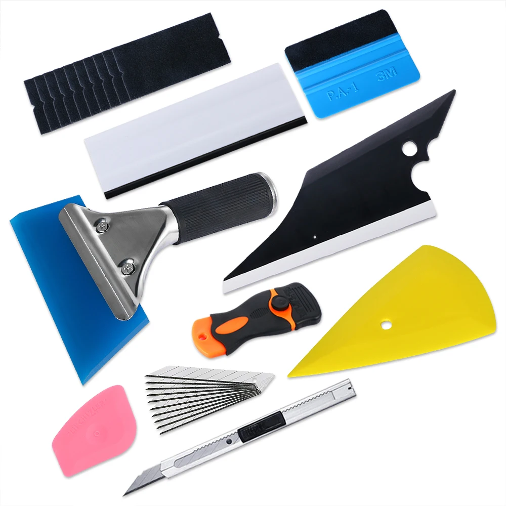 Car Accessories Vehicle Carbon Sticker Installation Rubber Scraper Cut Knife Kit Window Tint Auto Styling Wiper Tools 10pcs/Set