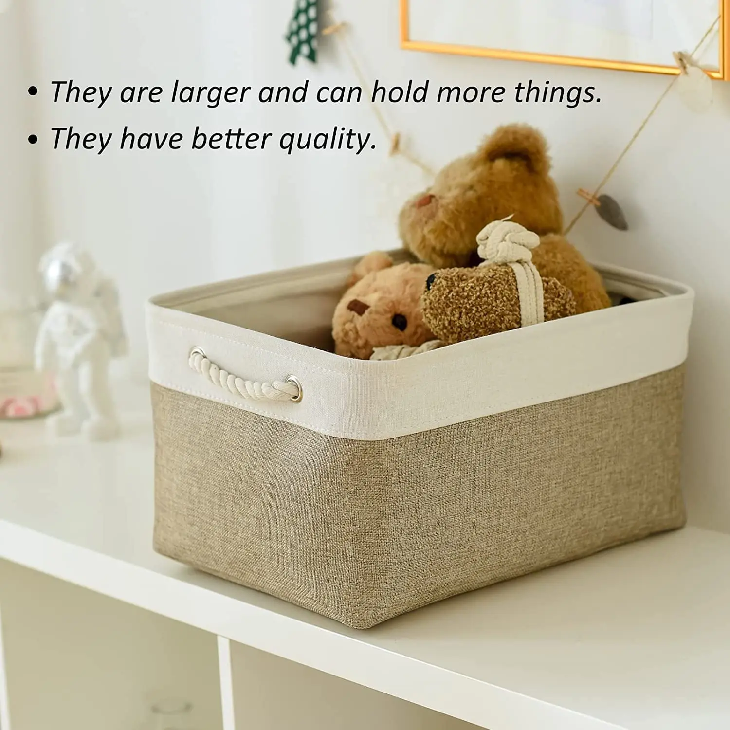 Fabric Storage Basket Foldable Linen Storage Box for Nursery Home Collapsible Canvas Shelf Basket Wardrobe Bedroom Organizers 5