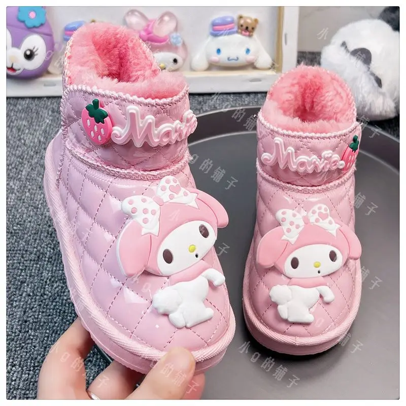 

Winter Sanrio Kawaii Anime My Melody Fleecing Cotton-Padded Shoes Cute Cartoon Kuromi Girly Heart Snow Boots Gifts for Girls