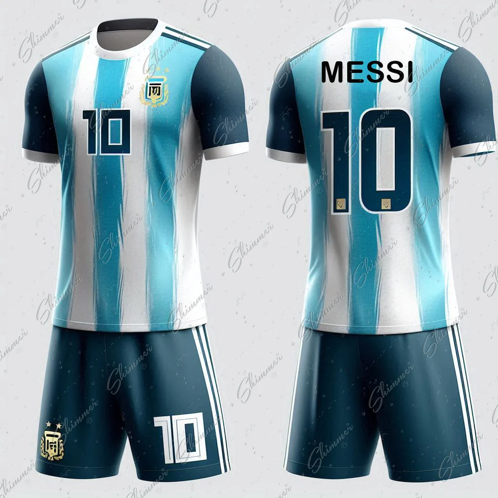Football Outfit Kids Jersey 2pc Short Sleeves Argentinian Style No.10 Training And Competition Jearsey Jerseys Soccer Kit kids clothing set kids sports suit children sports suit training jersey