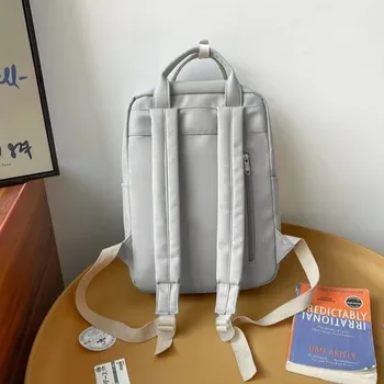 Solid Large Capacity Student Backpack Zipper Nylon Academy Girl's School Bag Multi-Pocket Multiple Colors 1