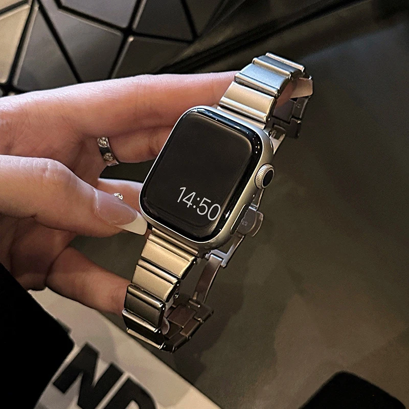 Elegant Stainless Steel Metal Strap for Apple Watch - Women's Edition
