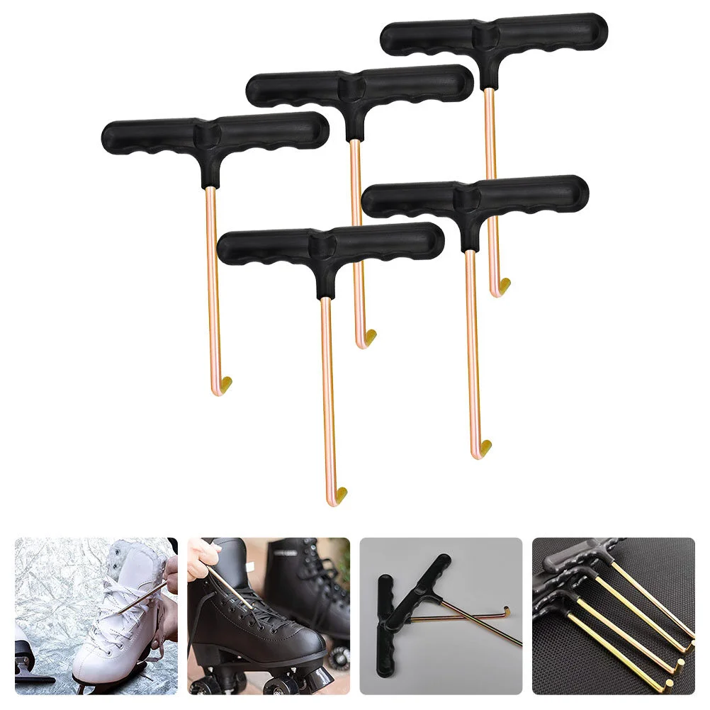 5 Pcs Shoelace Tighteners Durable Shoe Lace Pullers T shaped Shoelace Puller Tools Ice Hockey Field Hockey Team Sports