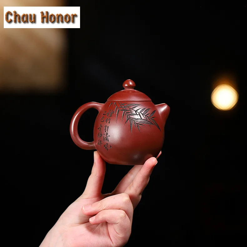 210ml Authentic Yixing Purple Clay Teapots Handmade Dargon Egg Pot Raw Ore Dragon Blood Sand Mud Tea Brewing Kettle Zisha Teaset