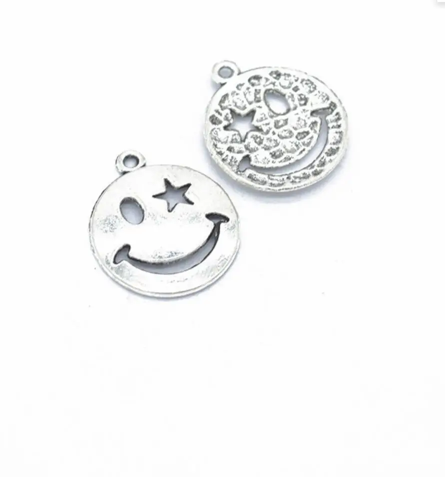 60pcs 22*19mm gold color Smiling face Alloy charms pendant fit necklace bracelet diy Pendants for jewelry making F0187